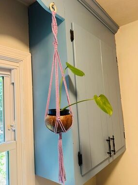 Handmade Purple Macramé Hanging Plant Holder